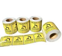 Caution Heavy Warning Label Stickers, 2,000 Labels, Size 80mm x 60mm, Yellow & Black, Strong Permanent Adhesive, with Translation