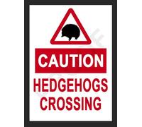 Caution Hedgehogs crossing slow down metal sign farm gate animals wall fence Tin (A5 (200X150mm) Approx)