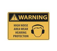 Caution High Noise Area Wear Hearing Protection Sign 12 X 8 Inches Reflective Aluminum Metal Warning Signage With Symbol For Indoor Outdoor Use