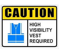 Caution High Visibility Vest Required Blue Aluminum Tin Sign for Home Coffee Bar Wall Decor 12x16 Inches