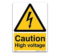Caution High Voltage Sign - A5 1mm Rigid Plastic Sign - Warning Construction Security