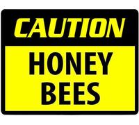 CAUTION HONEY BEES YELLOW Road Sign Aluminum Plaque Yard Garden Decor Funny Garage Man Cave Home Indoor Outdoor Warning Metal Signs 12x16 inch