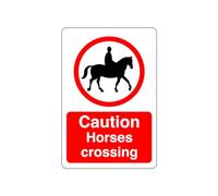 Caution horses crossing sign - 3mm Aluminum Dibond high-visibility and durability for indoor/outdoor usage (200mm x 150mm) Ensures Safety Within 5m Viewing Distance.
