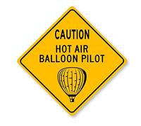 Caution Hot Air Balloon Pilot Crossing Sign Metal Tin Sign - Yellow Caution Wall Art - Fence Wall Decor Large Square Plaque Sign 12x12 Inch