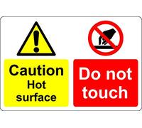 Caution hot surface do not touch safety sign - 3mm Aluminium sign 200mm x 150mm