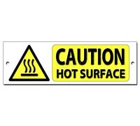 CAUTION HOT SURFACE quality metal safety sign