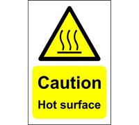 Caution hot surface Safety sign - 1.2mm Rigid plastic 300mm x 200mm