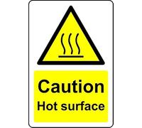 Caution hot Surface Safety Sign - 1mm Plastic Sign (300mm x 200mm)