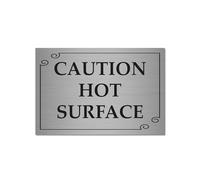Caution Hot Surface Sign | 15 × 10 cm Brushed Aluminium Metal Safety Plaque | Self-Adhesive Stickers