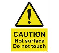 Caution Hot Surface Sign - Self Adhesive Vinyl Sticker A5 150mm x 200mm The clearest Health and safety signs