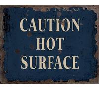 Caution Hot Surface Vintage Metal Signs for Wall Decor - 8 x 10 Inches Durable Aluminum Tin Sign Plaque for Home Garage Club bar Wall Art Decoration - Retro Wall Signs, Best Gift Idea