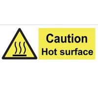 Caution Hot Surface Warning Danger Sign Self Adhesive Gloss Sticker 165mm x 65mm