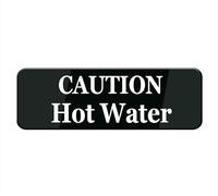 Caution Hot Water Sign Stickers, 10X3 Inch Acrylic Plaque With Strong Adhesives For Door Office Business Outdoor, White Letters On Black Background