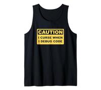 Caution I Curse When I Debug Code - Funny Programmer Design Tank Top