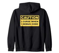 Caution I Curse When I Debug Code - Funny Programmer Design Zip Hoodie