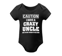 Caution I Have A Crazy Uncle, I'm Not Afraid To Use Him Baby Bodysuit Funny Cute Newborn Outfit Black-style 6months