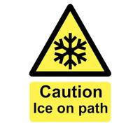 Caution Ice On Path Site Safety Warning Sign Adhesive Sticker 160mm x 125mm