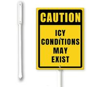 Caution ICY Conditions May Exist Yard Sign with Stake 8 x 12 inch Aluminum Sign,Easy to Install,Warning Signs Outdoor Use