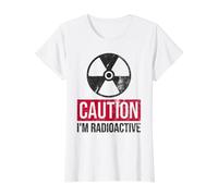 Caution I'm Radioactive Cancer Awareness & Radiation Therapy Value Graphic T-Shirt, Women, White, XS