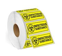 Caution Infectious Substances Warning Sign Stickers for Biohazard Specimen Bags,2x1 Inch,500 Pcs Per Pack
