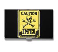 Caution INTJ Warning Sign Business Card Holder Slim Case Metal