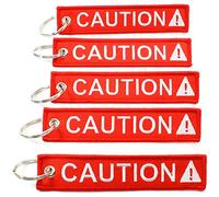 Caution Key Chain Safety Tag Red White Size: 1in by 5in Qty: 5 Pack - by Rotary13B1