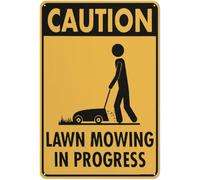 Caution Lawn Mowing In Progress Warning Metal Sign Aluminum Signs for Outdoors Use Yard Farm Fence Home Wall Decor 8x12 inch