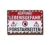 Caution Life Danger Forestry Work Warning Sign Tin Sign Vintage Metal Poster Retro Bar, Home, Man Cave, Kitchen, Laundry Room Wall Art Decor Gift 8x12 Inch