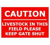 Caution Livstock In This Field | High Visibility Safety Warning Sign | PVC Foamex Sign for Workplace Factory Warehouse Construction Site Stairwells Corridors Walkways Indoor Outdoor Wall Door