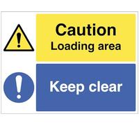 Caution Loading area, Keep clear (self adhesive vinyl safety label)