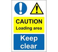 Caution loading area keep clear warehouse safety sign - 1.2mm Rigid plastic 400mm x 300mm