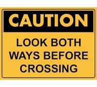 Caution Look Both Ways Before Crossing Warning Metal Sign Tin Signs Aluminum Plaque for Outdoors Use Yard Farm Fence Home Wall Decor 8x12 inch