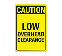 Caution Low Overhead Clearance Warning Sign, 20cm x 30cm Metal Safety Signs, 4 Pre-Drilled and Easy to Fit Signs for Indoor and Outdoor Wall Decoration Safety Signs