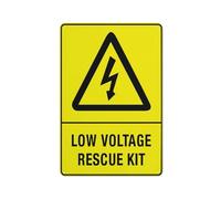 Caution Low Voltage Rescue Kit Sign Metal Signs 12X8 Inch Rust Free Aluminum,Uv Ink Printing,Durable/Weatherproof Outdoor For Home