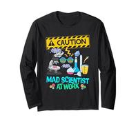 Caution Mad Scientist at Work Funny Science Scientist's Long Sleeve T-Shirt