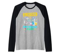Caution Mad Scientist at Work Funny Science Scientist's Raglan Baseball Tee