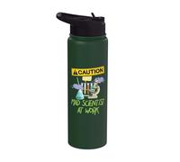 Caution Mad Scientist At Work Funny Science Scientist's Stainless Steel Insulated Water Bottle