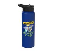 Caution Mad Scientist At Work Funny Science Scientist's Stainless Steel Insulated Water Bottle