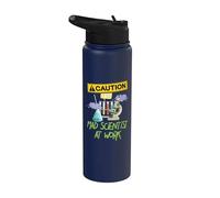 Caution Mad Scientist At Work Funny Science Scientist's Stainless Steel Insulated Water Bottle