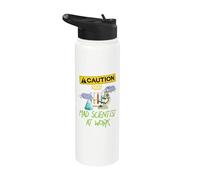 Caution Mad Scientist At Work Funny Science Scientist's Stainless Steel Insulated Water Bottle