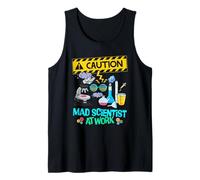 Caution Mad Scientist at Work Funny Science Scientist's Tank Top