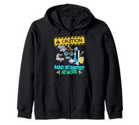Caution Mad Scientist At Work Funny Science Scientist's Zip Hoodie