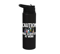 Caution Mad Scientist At Work - Science Fan Biology Lover Stainless Steel Insulated Water Bottle