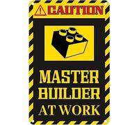 Caution Master Builder at Work Architectural for Construction Career Public Place Warning Aluminum Tin Sign Metal Wall Art Decorations Iron Painting for Home Decor Room Door Accessories Poster