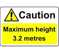 Caution Maximum Height 3.2 metres Safety Sign - Self Adhesive Sticker (300mm x 200mm)