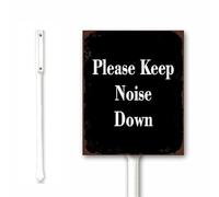 Caution Metal Sign for Outdoor Please Keep Noise Down Yard Sign With Stake, Black Notice Sign for Street, Warning Road Sign 18x22 CM Sturdy Aluminum Rust Free Easy Install