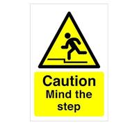Caution Mind the step Safety sign -1.2mm Rigid plastic 400mm x 300mm