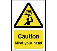 Caution Mind Your Head Sign - 75mm x 100mm - Self Adhesive Sticker (WG55)