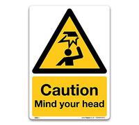 Caution Mind your head Sign - A4 Self-adhesive Vinyl - Overhead Hazard Safety