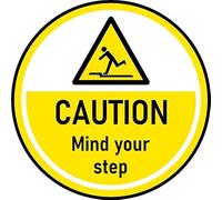 Caution. Mind your step, floor sticker - Self adhesive floor graphic (200mm x 200mm)